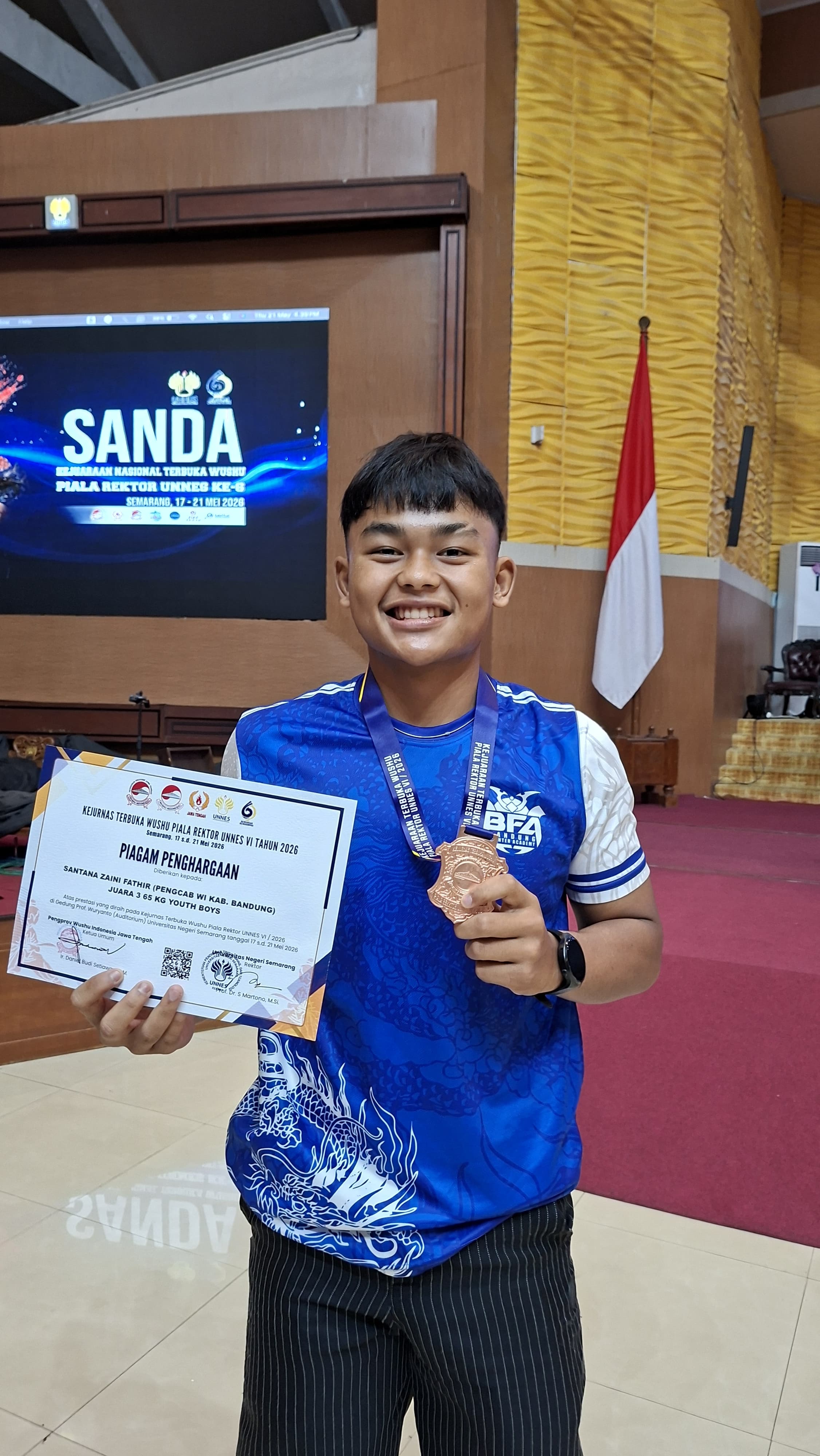 Raih Medali Kernas Unnes 2026, Atlet Wushu Sanda SMAN 2 Majalaya Tatap PORPOV JABAR